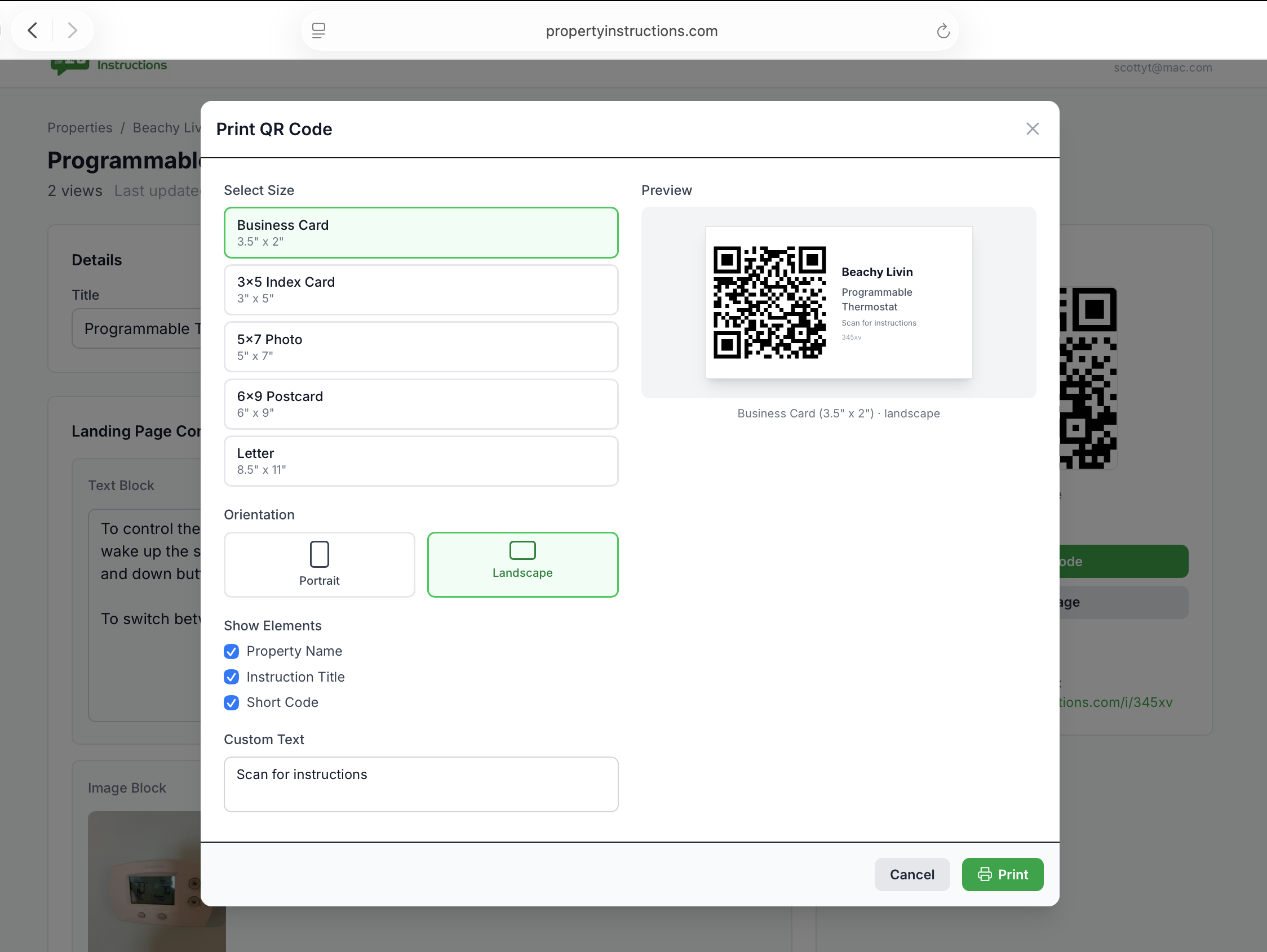 Print QR code templates
