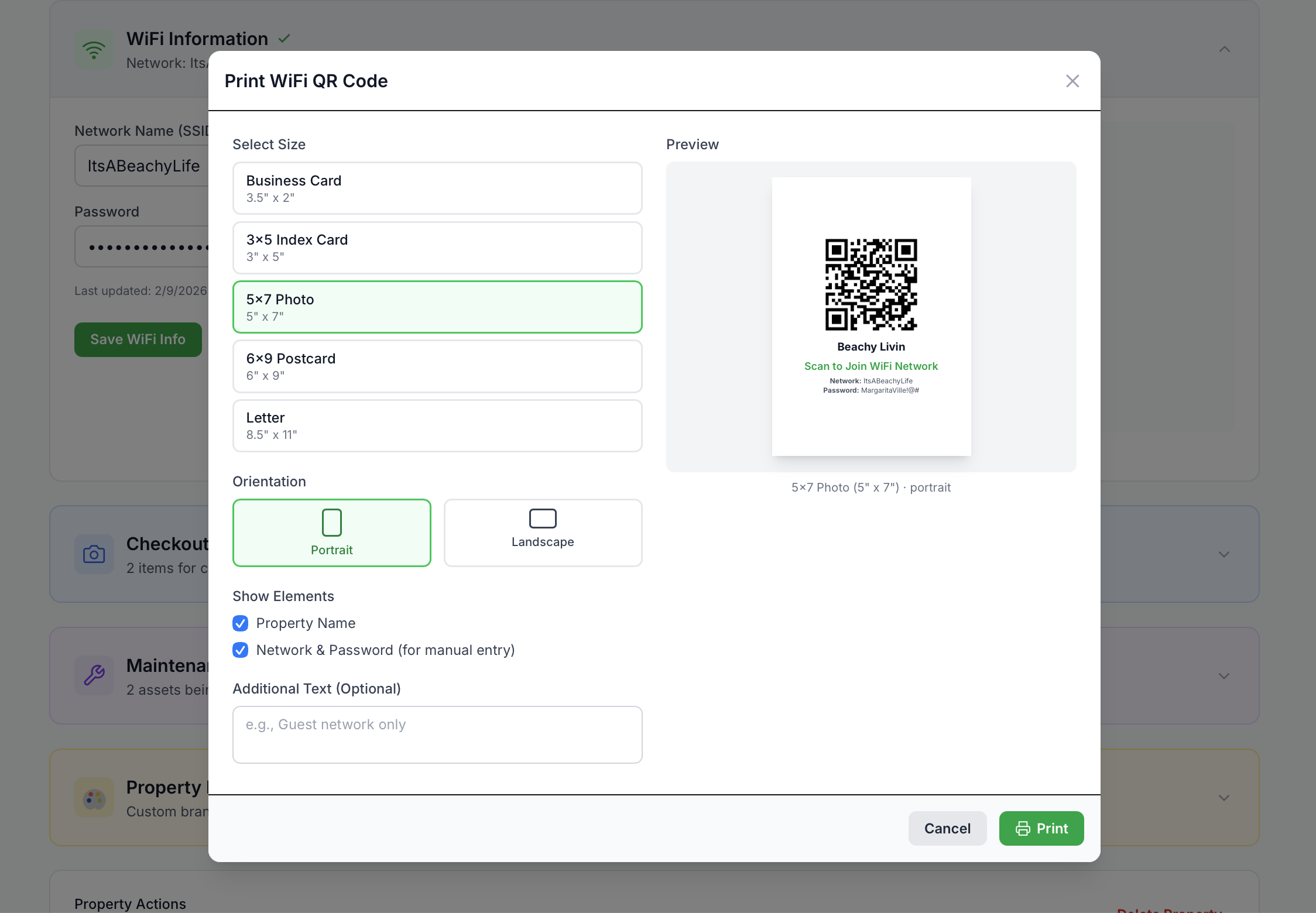 Print WiFi QR code cards